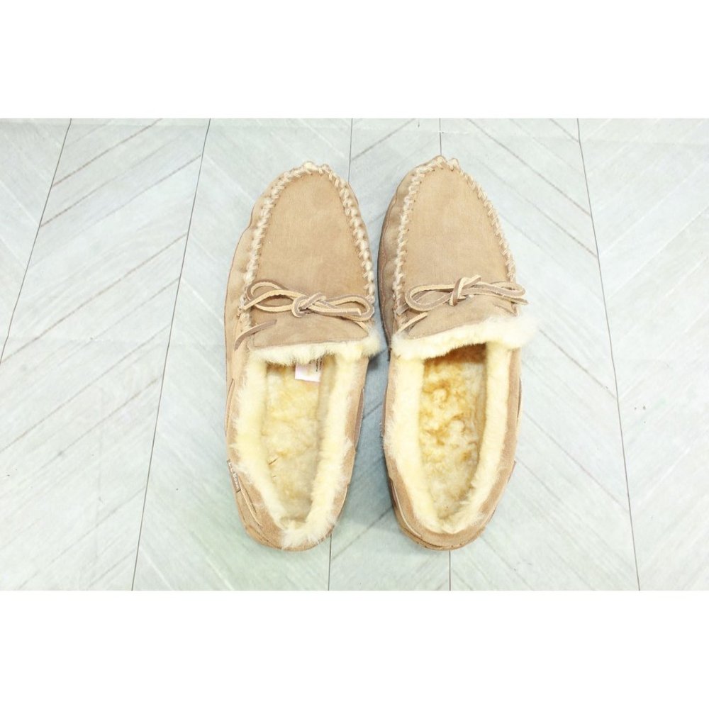 LL Bean Brown Suede Slip On Wicked Good Original Moccasin Slippers 11 Wide - Picture 6 of 9